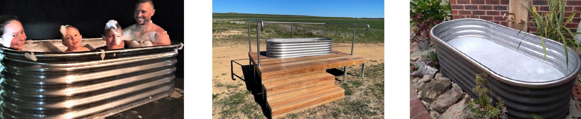 outdoor stainless steel baths